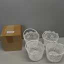 WILLBOND 4 Pcs White Flower Girl Basket with Handle for Wedding Ceremony, 5.9 x 4.72 x 4.33 Inch
