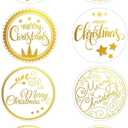 2 x 500Pcs Christmas Labels Stickers Gold Round Christmas Stickers 8 Design Self Adhesive Presents Cards Tag 1 inch Merry Christmas Envelope Seal Stickers Roll for Xmas Party Favor Supplies (Style 2)