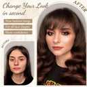 SOFEIYAN Clip in Bangs 100% Real Human Hair Extensions Clip On Wispy Bangs Air Bangs Fringe With Temples Hairpieces Brown Natural Hair Clip in Hair Extension Curved French Bangs for Women Daily Wear