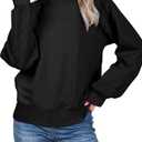 SHEWIN Womens Crewneck Sweatshirts Patchwork Texture Long Sleeve Tops Casual Loose Pullover Sweatshirt Fall Clothes,XL