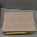 Set of 2 Shagreen Decorative Box, Modern Faux Leather Beige Decorative Storage Boxes with Lids and Metal Handles, Jewelry & Memory Box for Home, Office Decor (Beige+Gold Handles)