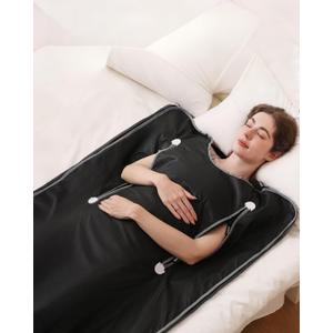 EHINI Far Infrared Sauna Blanket-Sauna Blanket for Home Use, Portable Design for Detoxification and Relaxation Highest 176℉, 20-60 Minutes Timer, 6 ft x 2.65 ft (Matte Black)