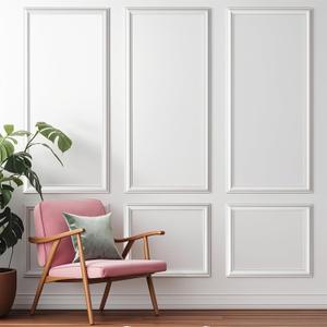 Wall Molding Kit, 3D Premade Accent Molding Wainscoting Panel for Interior Wall Moulding Decor, Ready to Assemble Wainscoting Accent Panel, 3 Set Pre-Cut Peel and Stick Wall Molding Kit (54 X 24 in)