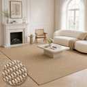 WEKELL Washable Easy Jute Rug 8x10, Non Slip, Indoor Outdoor Natural Color Fiber Area Rugs for Living Room, Bedroom, Kitchen, Patio, Boho Woven Design Easy-Cleaning Outside Carpet 8 x 10 Natural/Cream