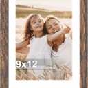 Hongkee 9x12 Picture Frame with Glass, Display Pictures 7x10 with Mat or 9 x 12 without Mat - Wall and Tabletop, 9 by 12 Photo Wooden Frames (Rustic Brown, 1 Pack)