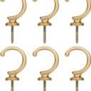 uxcell 6Pcs Curtain Holdbacks, Wall Mounted Drapery Tiebacks Hooks, Zinc Alloy Decorative Curtain Holders with Screws for Window Clothes Hat Towel, Golden