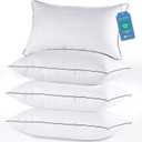 JOLLYVOGUE King Size Pillows Set of 4 for Sleeping, Soft and Supportive Bed Pillows with Down Alternative Filling for Side and Back Sleepers, Hotel Collection (01 - Classic Design)