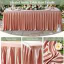 6 Packs Dusty Rose Satin Tablecloths Rectangle 8FT, Glitter Spandex Fitted Stretch Table Covers Wrinkle-Free Floor Length Shimmer Table Skirt for Weddings Parties Baby Shower Banquets Vendor Events