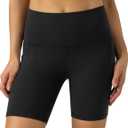 Colorfulkoala Women's Dreamlux Biker Shorts with Pockets 6" Inseam High Waisted Workout Gym Yoga Shorts (Black) L
