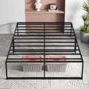IDEALHOUSE Full Size Metal Platform Bed Frame, 14 Inch Metal Bed Frame with 3 in 1 Steel Support, Heavy Duty and No Box Spring Needed Large Storage Easy to Assemble Non-Shaking and Non-Noise Black