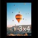 3x4 Picture Frame Black for Tabletop or Wall, 3 x 4 Wall Gallery Poster Photo Frame with Shatter Resistant Plexiglass, Black