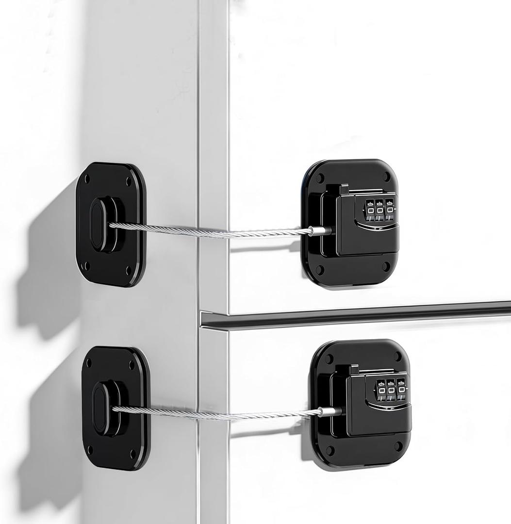 2 Set Refrigerator Lock for Kids Heavy Duty Fridge Locks Baby Proofing Combinatin Latch with Code for Cabinets Drawers Windows Safety Pantry Lock Easy Install No Keys Needed (2 Pack)