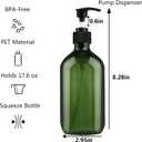 Empty Plastic Bottles with Pump Dispenser and Labels Included, Refillable Travel Containers for Hand sanitizer Shampoo Lotion, etc - No BPA/Parabenf, 500ml/16.9oz (Green, 6 Pack)