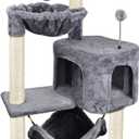 YUNIQUE Cat Tree with Cat Condo and Big Hammock, Grey