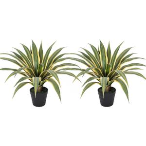 Artificial Agave Plants Outdoor, 24 Large UV Resistant Fake Agave with 24 Lifelike Leaves, Faux Succulents Plant for Home Front Porch Patio Garden Yard Indoor Decor 2Pack