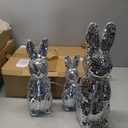 Bucherry 3 Pcs Large Easter Bunny Disco Ball Decoration 16" 13" 10" Shiny Reflective Mirror Ornament Sparkling Easter Bunny Figures Holiday Spring Party Decor