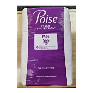 Poise Incontinence Pads for Women, Light Absorbency, Moderate Long Length, 54 Count (Packaging May Vary), 2 Pieces, 1/80 count