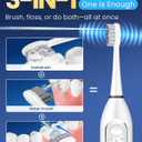 Electric Toothbrush with Water Flosser 3-in-1 Combo, Professional Sonic Toothbrush for Adults, 3 Brush Modes+5 Floss Speeds, Rechargable, 2.0 Flossing Toothbrush for Oral Care, Portable Travel Case