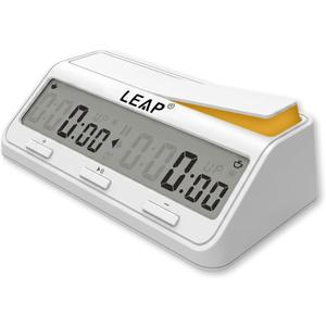 LEAP Chess Clock Digital Chess Timer Advanced for Board Game and Chess Timer with Large Screen Bonus & Delay Count Down up Alarm Milk Wihite