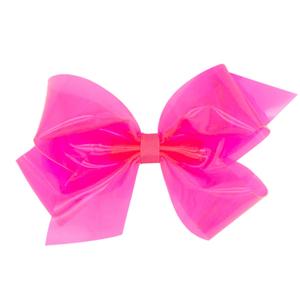 Wee Ones Girls' WeeSplash Vibrant Colored Vinyl Swim Hair Bow on a WeeStay Clip, Medium, Hot Pink