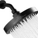 Rainfall Shower Head - 6" High Pressure Shower Heads - 2.5 GPM Shower Heads with Anti-Clog 90 Rubber Jets - 360 Rotation Adjustable Shower Head - Rustproof Bathroom Shower Head (Black)