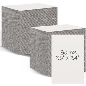 Qilery 30 Pcs White Cardboard Sheets 24" x 36" Bulk Large Corrugated Sheets 3mm Poster Board, Corrugated Cardboard for Protecting Packaging Mailing Shipping Picture Photo Backing Products Craft Card