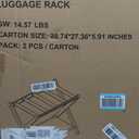 26.77" Full Assembled Luggage Rack for Guest Room, Set of 2 Bamboo Foldable Suitcase Stand, Bedroom & Hotel, Folding Luggage Holder with 5 Nylon Straps, 600D Oxford Fabric Shelf Natural Wood