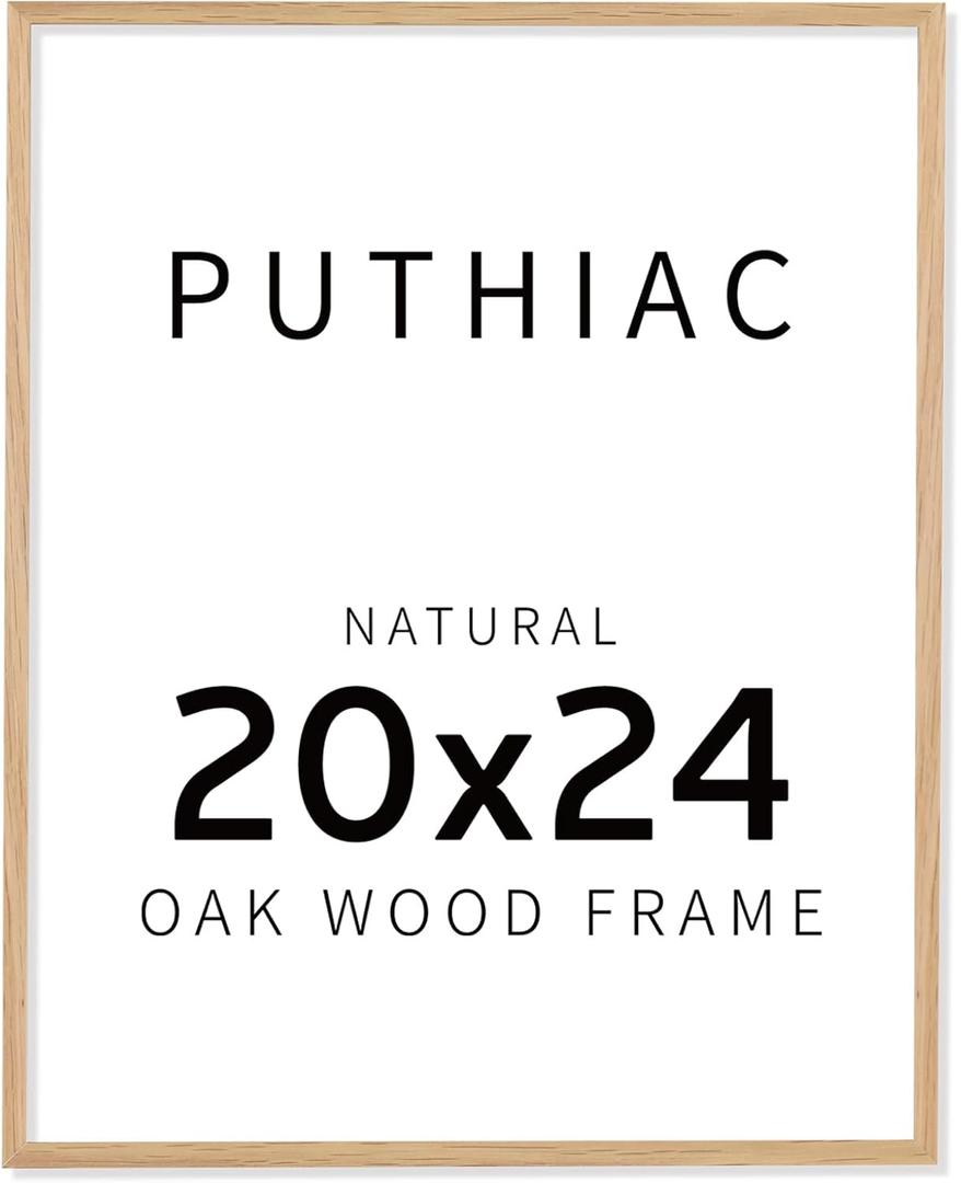 Puthiac 20x24 Solid Oak Wood Picture Frame, Natural Oak, 1 Pack