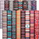 Weewooday 16 Pieces Striped Plaid Geometry Faux Leather Sheets Vintage Boho Style Leather Fabric Sheets Geometry Synthetic for DIY Bow Crafts Sewing Projects Decoration Making, 8.3 x 6.3 Inch