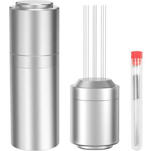 WDT Espresso Distribution Tools Espresso Stirrer Tool WDT Coffee Distributor for Barista Espresso Machine Accessories 9*0.35mm Espresso Grounds Stirrer with Extra 9 Replaceable Needles,Silver