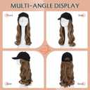 Benehair Hat Wig Extensions, Baseball Cap with Synthetic Hair Attached, Adjustable Wig Hairpieces for Women Daily Outdoor, 16 Inch Long Wavy Light Brown Mix Blonde Hair with Black Cap