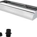 304 Stainless Steel Pool Waterfall Fountain,Pool Fountain with Curved Top Open Lip and Pipe Connector,Waterfall Spillway for Outdoor Patio Decor Swimming Pool Pond Spa(17.7Inch)
