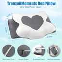 Cervical Neck Pillow for Sleeping, Memory Foam Pillow for Neck Support, Set of 2 Ergonomic Pillow for Pain Relief, Contour Bed Pillow for Side Back Stomach Sleepers, Grey Standard Size