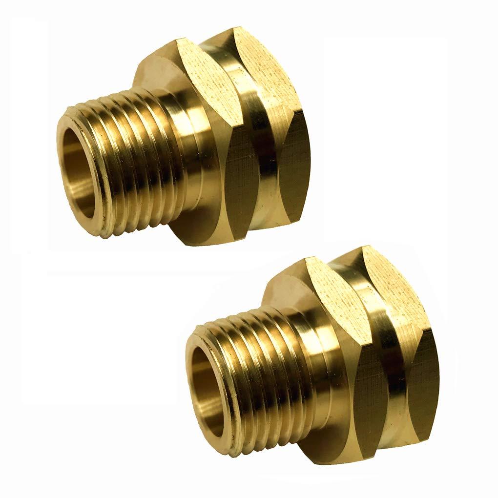 3/4 GHT Female x 1/2 NPT Male Connector, GHT to NPT Adapter Brass Fitting, Garden Hose Adapter, Industrial Metal Brass Garden Hose to Pipe Fittings Connect (2 Pack)