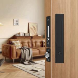 Pocket Door Locks,Pocket Door Privacy Lock,Pocket Door Handles with Lock,Pocket Door Hardware with Edge pulls for Sliding,Folding Doors(Black,Privacy Type)