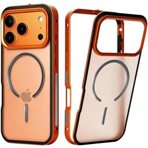 chubbycable ChubbyArmor SnapPro Easy Clip-on Full Protective Bumper Metal Phone Case for iPhone 17 Pro, Cosmic Orange