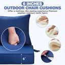 Patio Furniture Cushion Set, 24 x 24 x 6 Replacement Outdoor Chair Cushions for Patio Furniture with Removable Cover, Buckle straps, 30D High Density Sponge Filling Wicker Chair Cushion, Blue, 24x24x6 Inch | 2 Pack