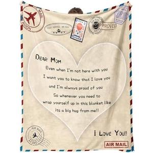 Ljfffxfdyyx Dear Mom Flannel Hug Blanket - 60"x50" Letter-Style Gift from Kids, Cozy Throw for Mother’s Day, Birthdays, Christmas, Always Proud of You Keepsake
