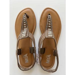 NWT Mia Girl Almeria Taupe Rhinestone Slingback Sandals, Brown Size 7