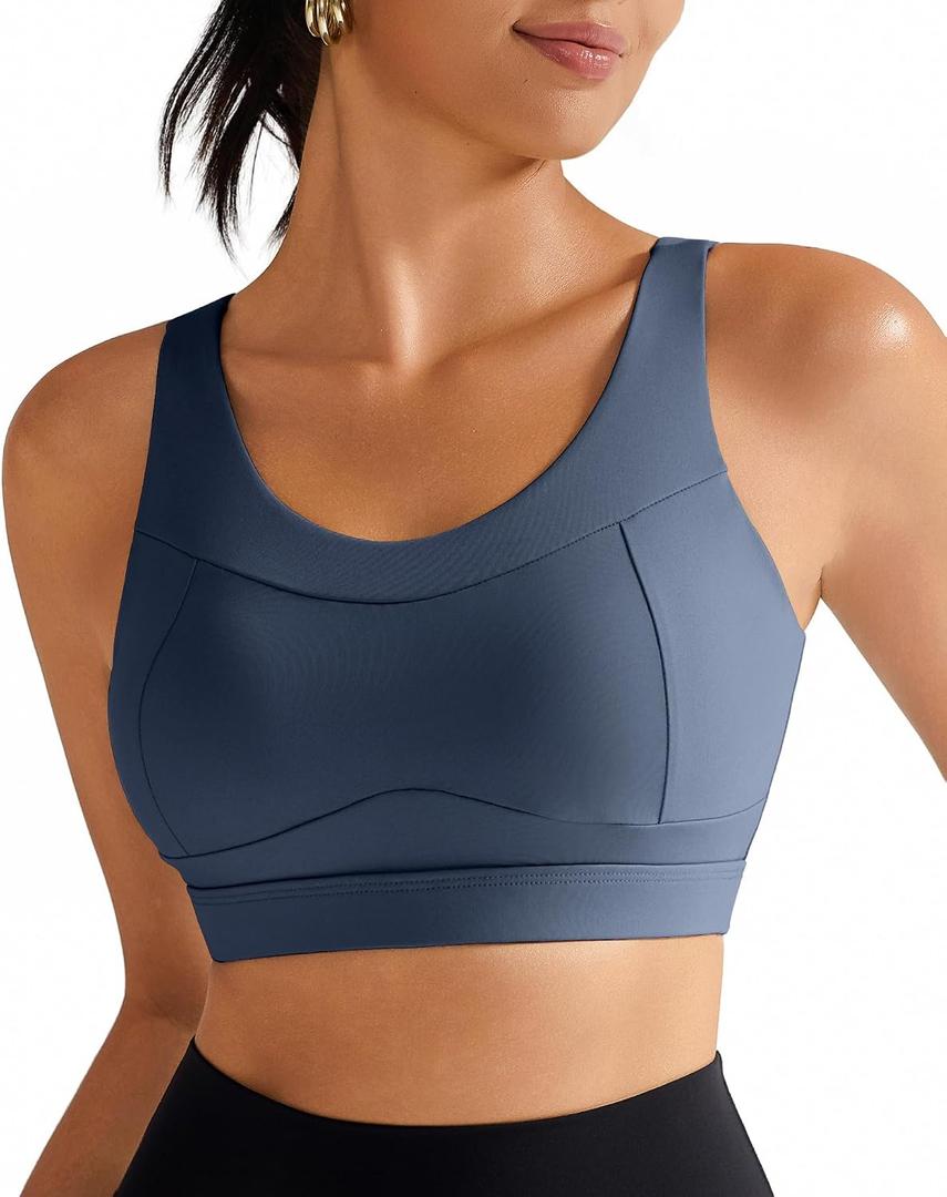 RUNNING GIRL High Impact Sports Bras for Women,Racerback Running Bra Workout Crop Tank Tops Longline Sports Bra Push up, L