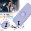 13peas Case for iPhone 14 (2022 Released), Silicone case with Ring 360rotatable Kickstand Cover Support Magnetic Car MountProtective Cover with Strap Lanyard (Lavender)