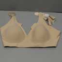 OEAK Womens Deep V Bras Wireless Comfortable Bra Supportive No Underwire Bras Tshirt Push Up Bralettes Plunge Seamless Bra (Medium, Beige)