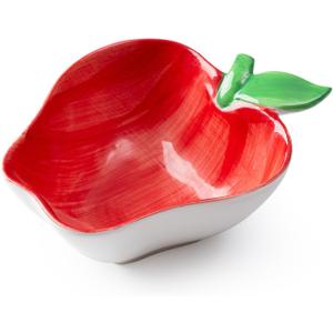 Apple Shaped Ceramic Bowl - 4 Inch Fruit Salad Dessert Dish for Kitchen & Dining Decor, Cute Snack Bowls for Kids Breakfast, Party Serving