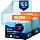 Disposable Changing Pads [100-Pack] Diaper Pad for Baby, Puppy & Dog - Pee & Wee Underpads - Chux Potty Training Liner - Changing Table Cover - 17"x13" Leak-Proof Liners for Incontinence & Travel Use