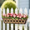 24 Inch Window Boxes Planters Railing Planter Box - 2 Pack Deck Railing Planter Boxes with Adjustable Brackets Coco Liners Balcony Planters Railing Hanging for Window Flower Boxes Outdoor Garden Decor