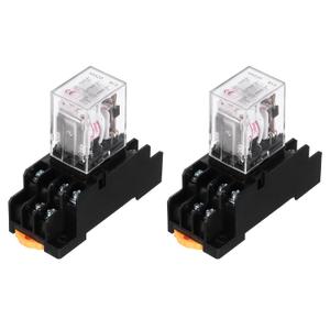 MECCANIXITY 2Pcs AC 6V Electromagnetic Power Relay, 11-Pin 5A Power Coil Relay with LED Indicator and Socket Base DPDT 3NO 3NC - MY3NJ for Industrial, Home Appliances and DIN Rail System