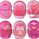 qiqee Valentine Cupcake Liners 300PCS Muffin Liners 6 Designs Birthday Cupcake Papers Baking Cups For Valentine's Day(Standard Size), 4 Pack