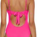 BECCA Color Code - Women's V-Wire One Piece Swimsuit, Adjustable, Bathing Suits for Women (Pink, Large)