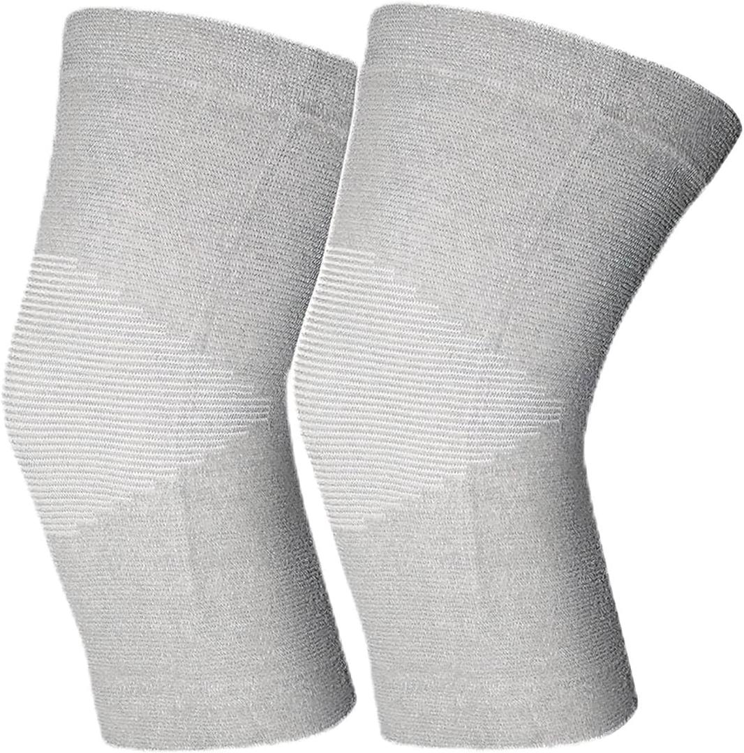 Bamboo Knee Sleeve for Knee Pain - One Pair Compression Bamboo Knee Sleeves for Women Knee Pain Knee Sleeves Plus Size (Gray, Medium)