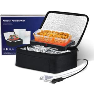 Portable Oven 12V, 24V, 110V Car Food Warmer Portable Mini Oven Personal Microwave Heated Electric Heating Lunch Box With Wall & Vehicle Plug for Work Reheating Food in Car, Truck, Travel, Work